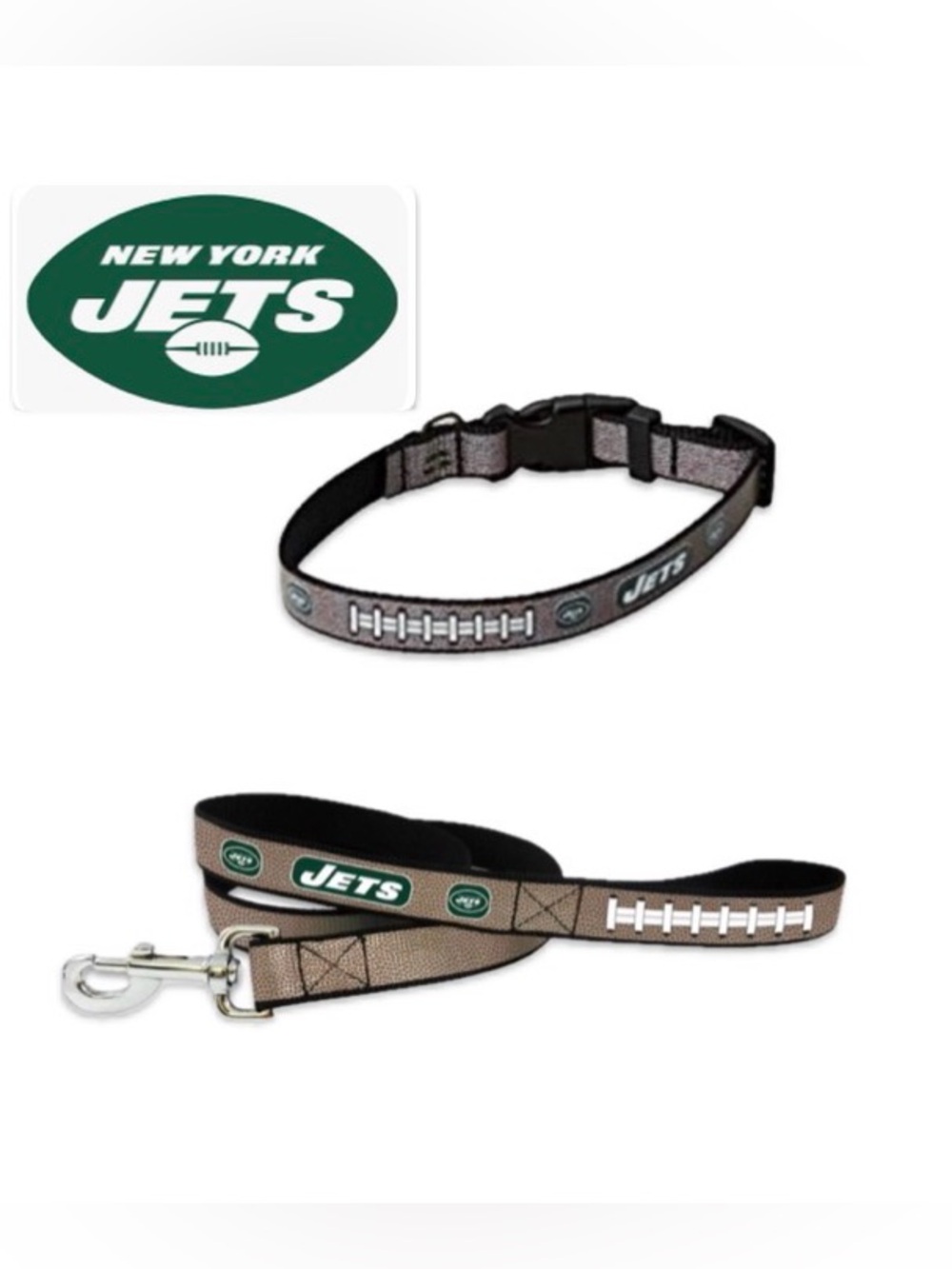NWT [Gamewear] New York Jets NFL Football Matching Reflective Pet Leash & Collar